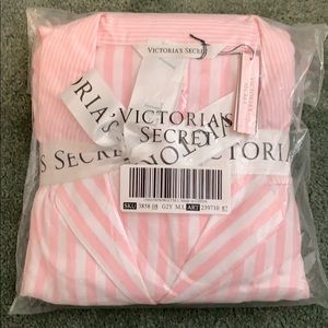 Victoria’s Secret silk pink stripe pajamas
